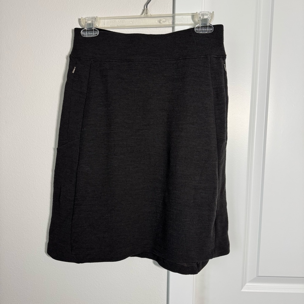 Ibex Merino Wool Izzi A-Line Skirt Size XS Dark Brown Gray Stretchy Fall Winter - Picture 2 of 11